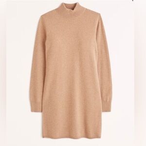 NWT Abercrombie & Fitch Cashmere Mock Neck Mini Sweater Dress Women’s XS P Camel